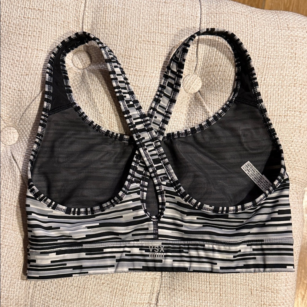 Victorias Secret VSX Sport Monochrome Striped Sports Bra S - Picture 3 of 4